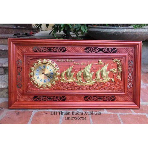 Tranh Đồng Hồ Thuận Buồn Xuôi Gió Dát Vàng